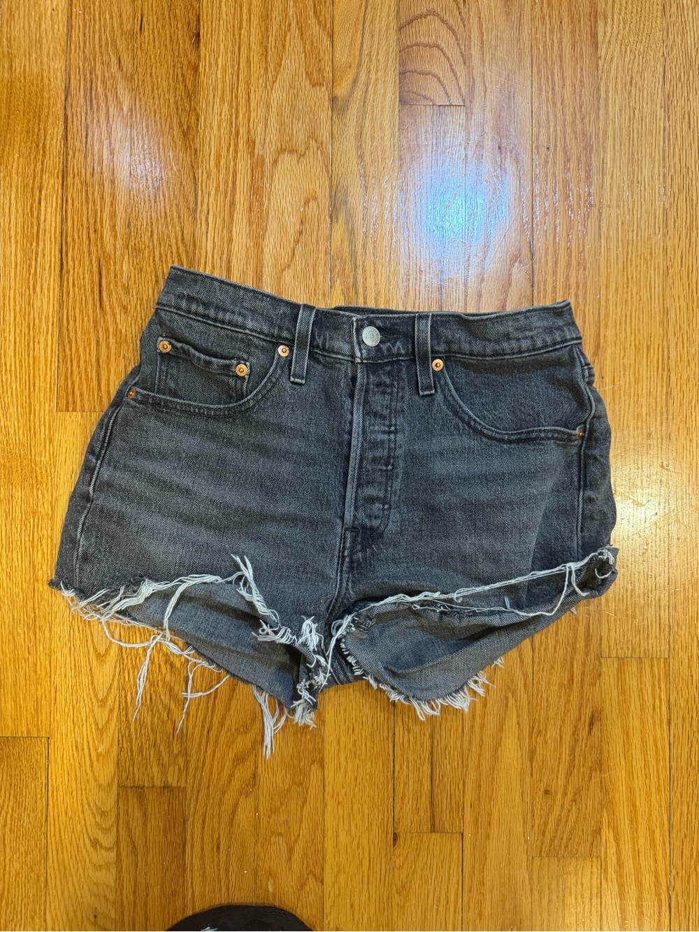 High-Rise Black Denim Cutoff Shorts